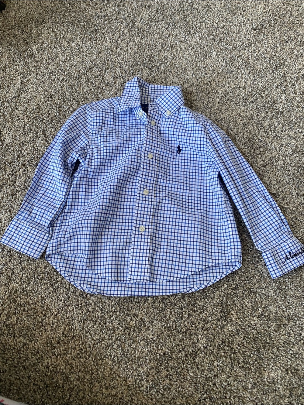 Ralph Lauren Blue Check Button-Down Shirt for Kids - 2T